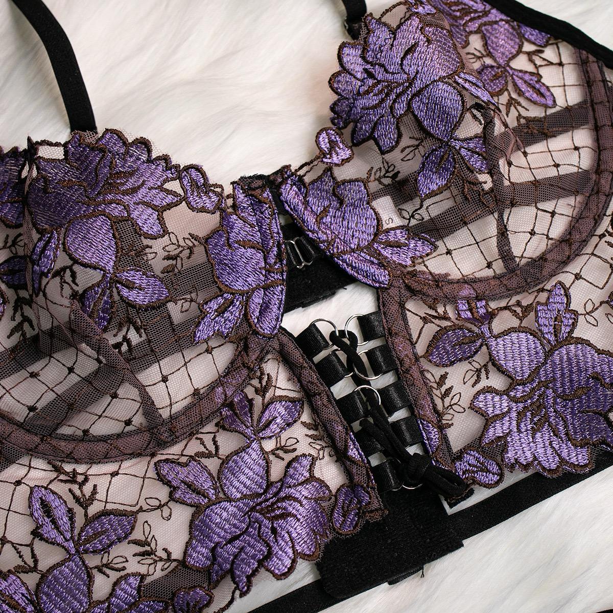 Floral Lingerie with Mesh Skirt