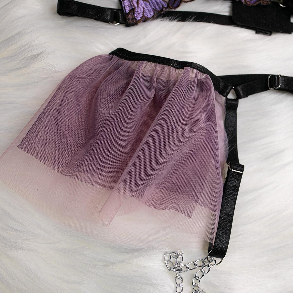 Floral Lingerie with Mesh Skirt