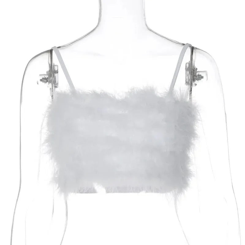 Flirty Faux Feather Crop Top