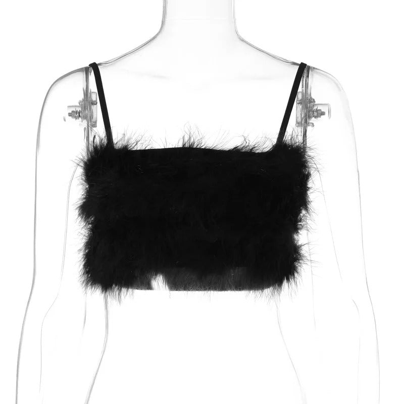 Flirty Faux Feather Crop Top