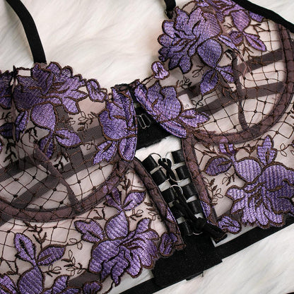 Floral Lingerie with Mesh Skirt