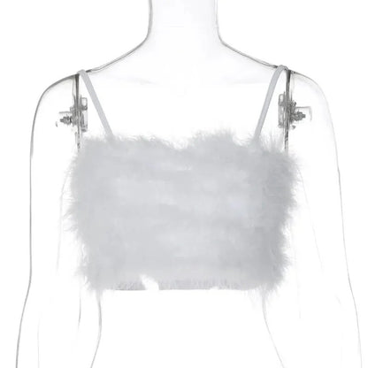 Flirty Faux Feather Crop Top