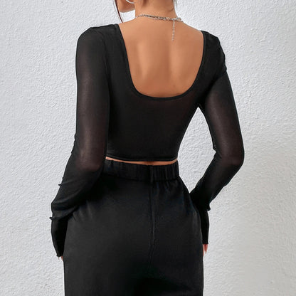 Chic Sexy Mesh Embroided Crop Top